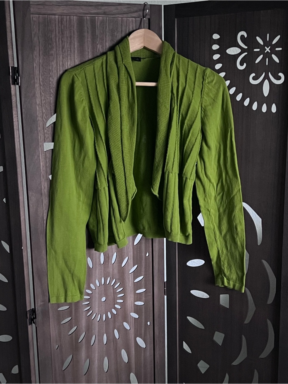 East 5th Olive Green Draped Open Front Jacket